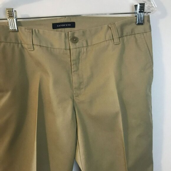 Lands' End Junior Women's Cropped Pants Cotton Khaki Tan Belt Loops Sz 5 Uniform - Picture 3 of 16